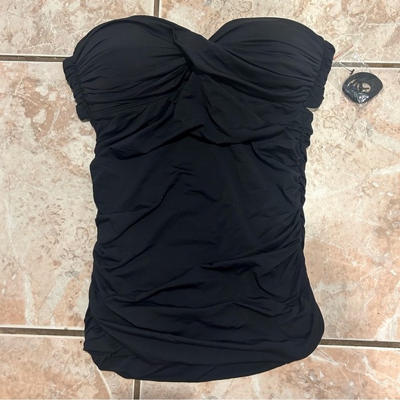 Carmen Marc Valvo Black Ruched Swimsuit Top​ - Picture 1 of 4